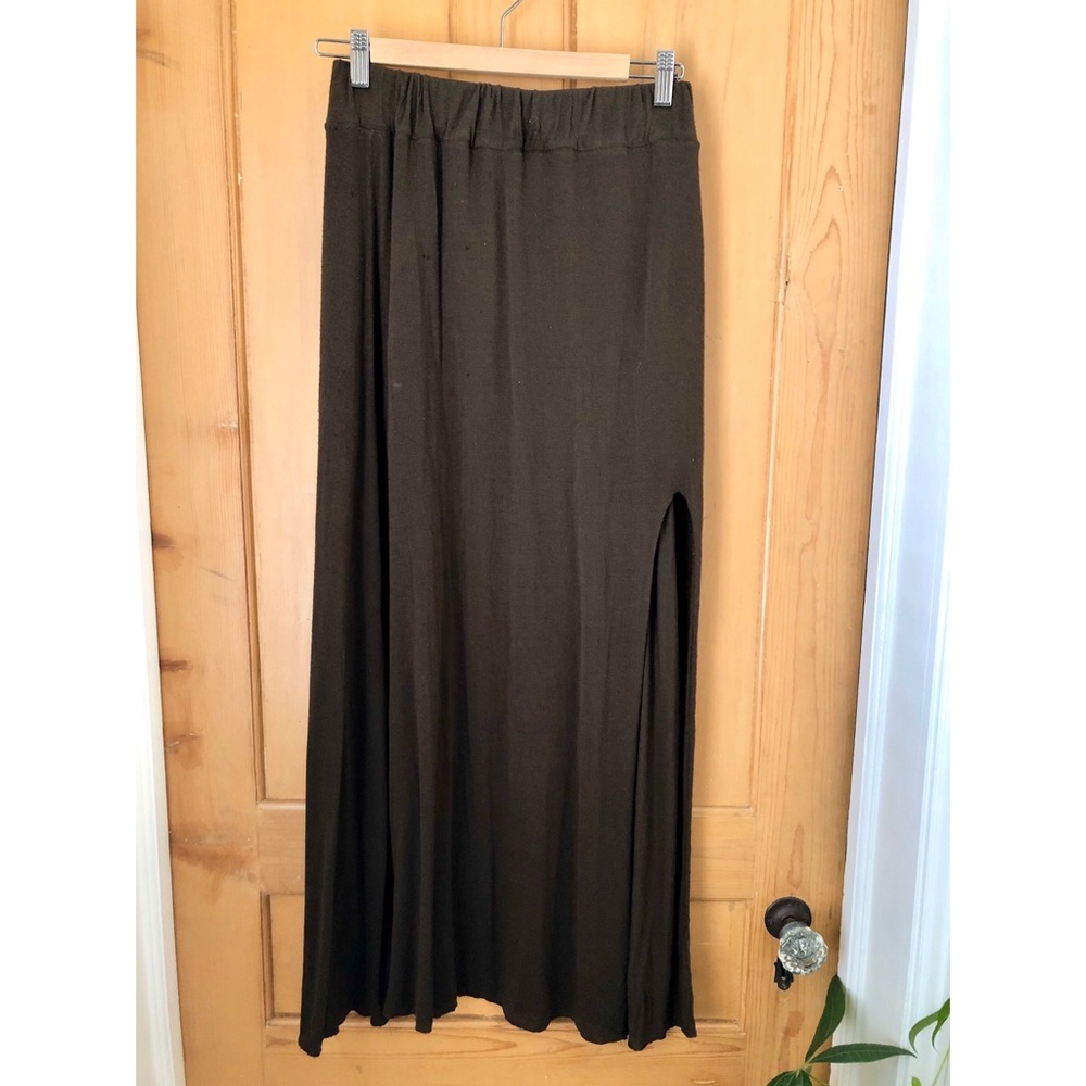 Army green maxi skirt